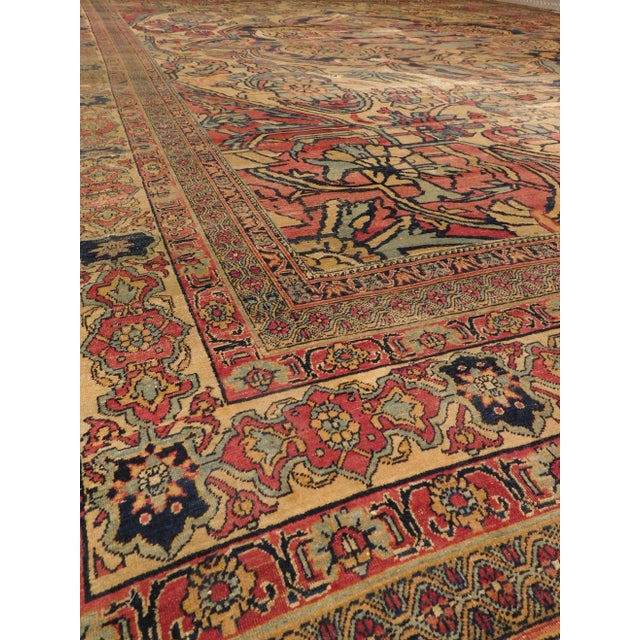 Yellow Late 19th Century Antique Persian Kerman Lavar Rug- 10′6″ × 14′10″ For Sale - Image 8 of 13