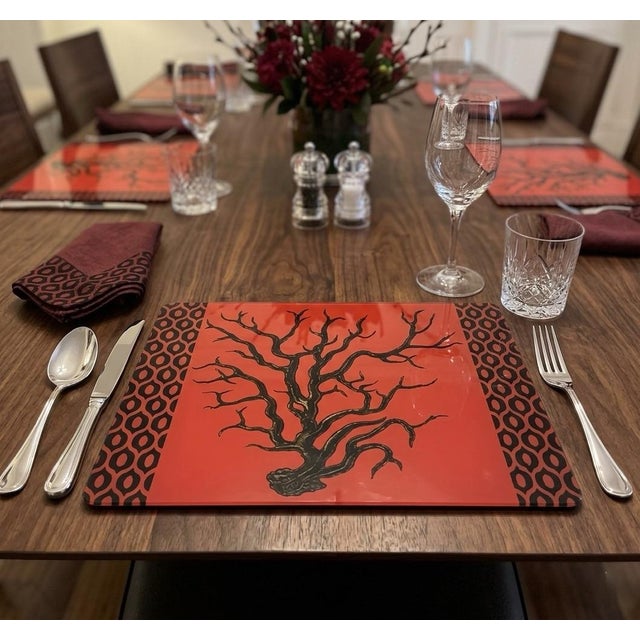 Italian Lacquered Coral-Motif Placemats - Set of 6 For Sale - Image 9 of 11