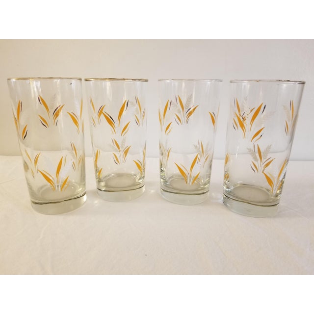 Gold Vintage Libbey Wheat Sprays Beverage Glasses - Set of 4 For Sale - Image 8 of 8
