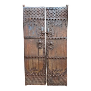 Pair of Chinese Iron Bound Courtyard Doors, C. 1900 For Sale