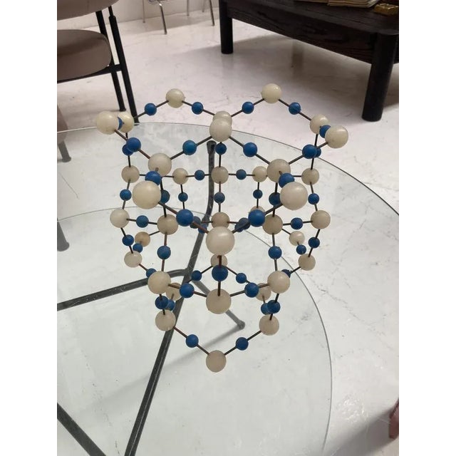 Laboratory molecule model, previously used in universities, consiting of metal with white and blue plastic