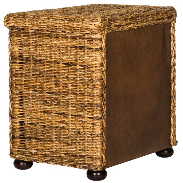 Natural Brown Wicker Nightstand With Drawer And 8"H Storage in Natural Abaca Brown For Sale In New York - Image 6 of 10