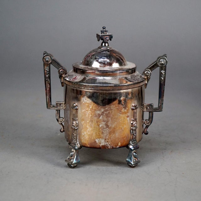 Circa 1890 Antique Silver Plated Footed Tea Set- 4 Pieces For Sale - Image 10 of 12