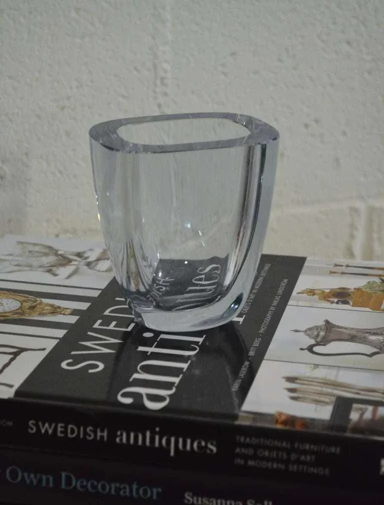 Strombergshyttan Mid-Century Art Glass Crystal Vase by Gerda