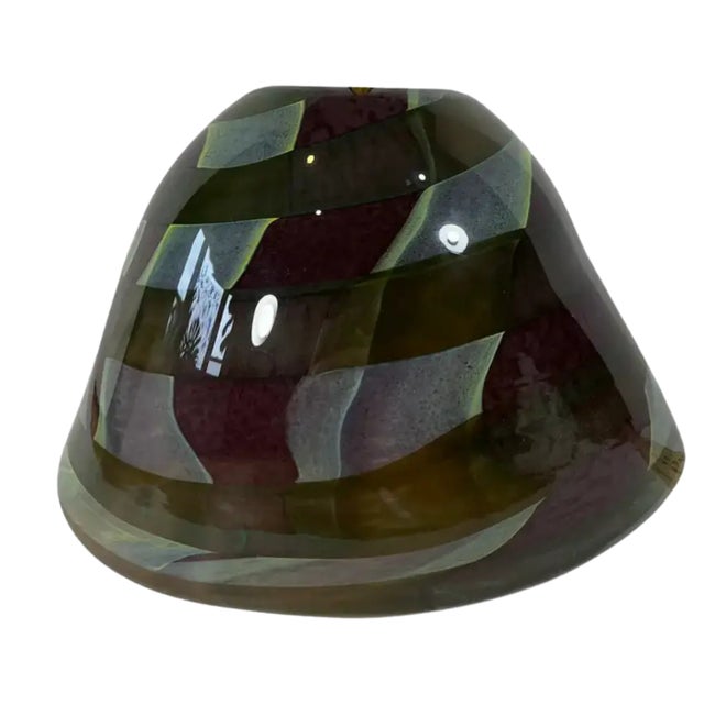 Lithuanian Art Glass Signed Mauve Yellow Centerpiece Bowl For Sale - Image 11 of 13