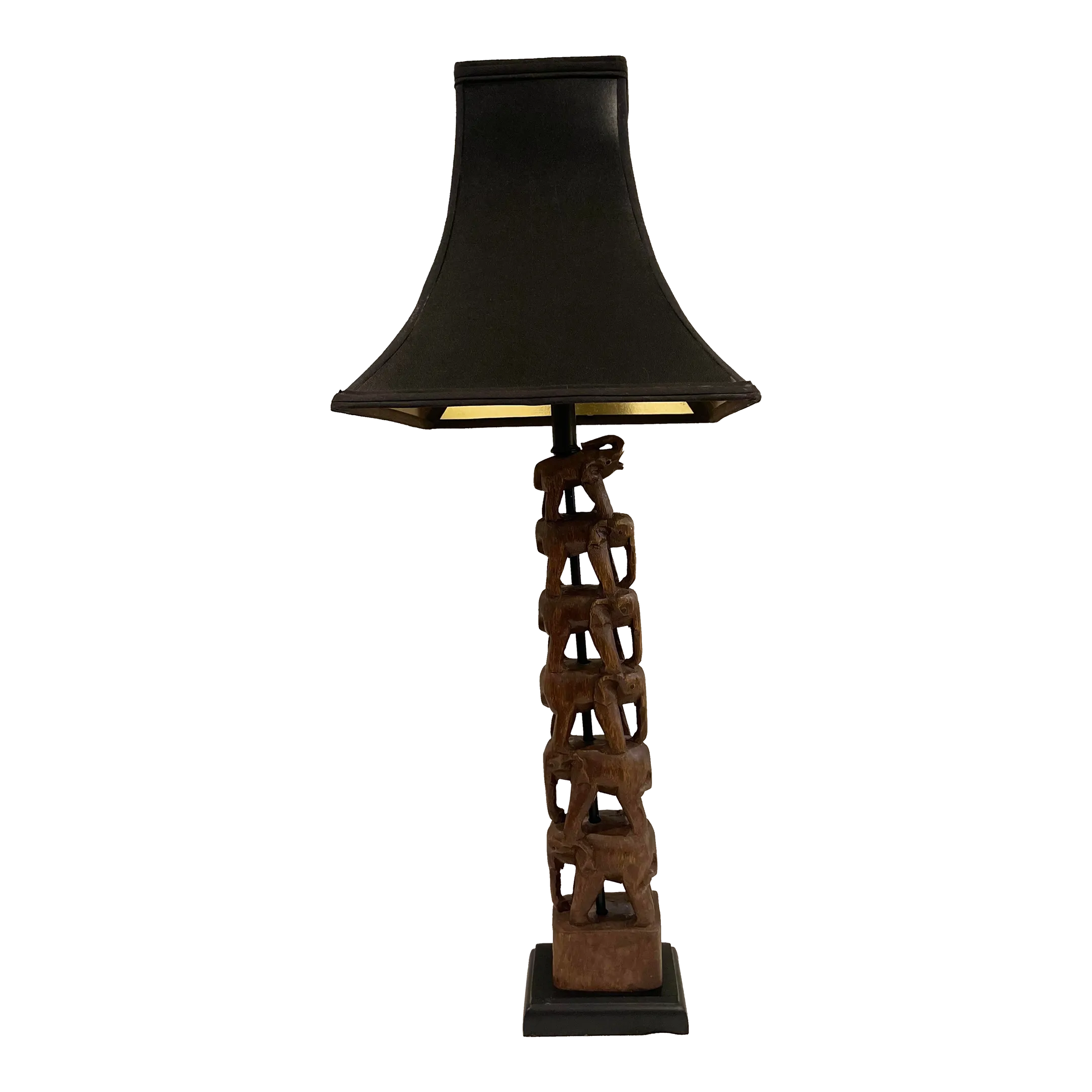 Carved Stacked Elephant Totem Lamp 1980s Attributed to Frederick