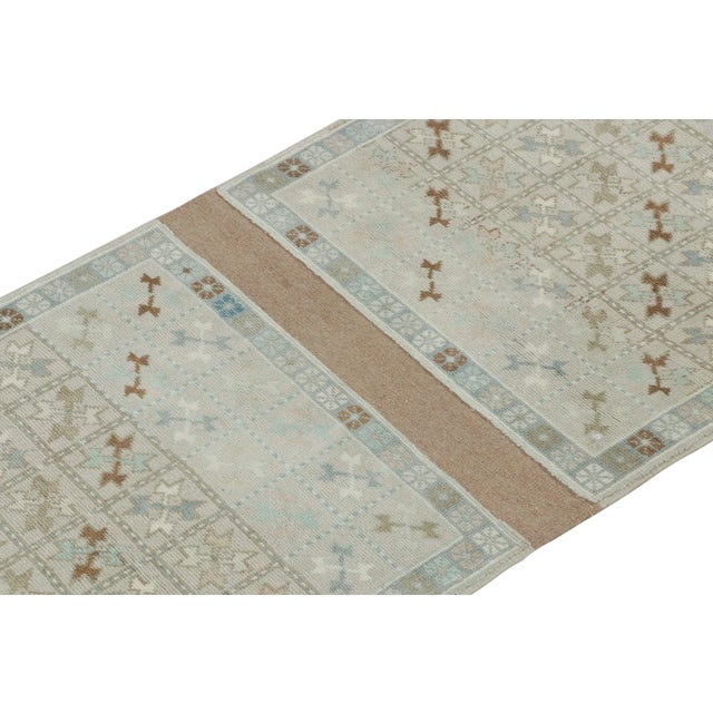 Rug & Kilim Vintage Tribal Rug in Gray With Beige and Blue Geometric Patterns by Rug & Kilim For Sale - Image 4 of 7
