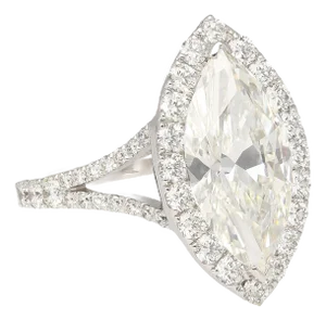 3.22 Carat Marquise Cut G Vs1 Gia Certified Diamond Halo Pave 18k Ring