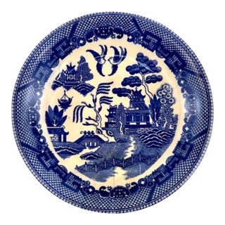 Antique Japanese Blue & White Transferware Chinoiserie Bowl For Sale