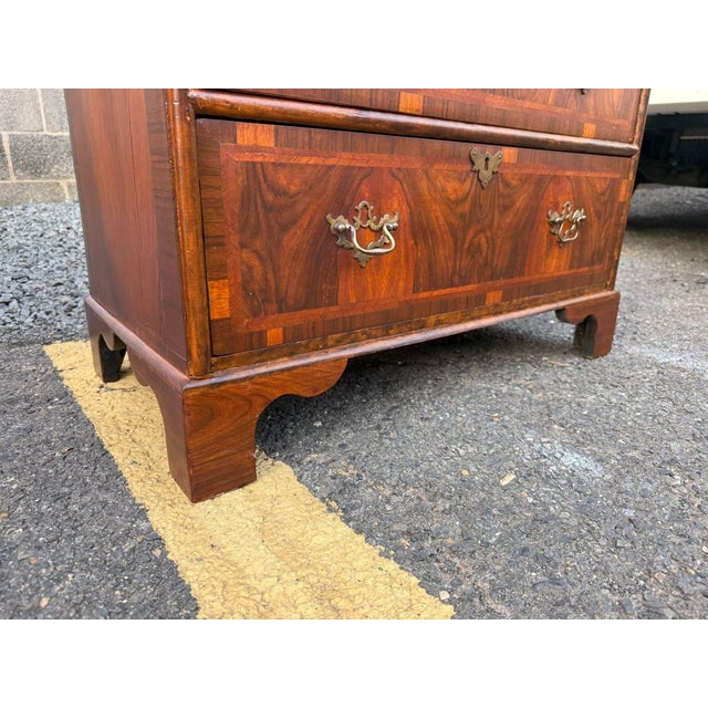 Antique Georgian Style Burr Walnut Chest of Drawers For Sale - Image 14 of 17