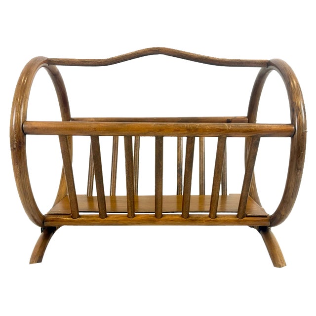 Vintage Bamboo Magazine Rack, 1960s For Sale