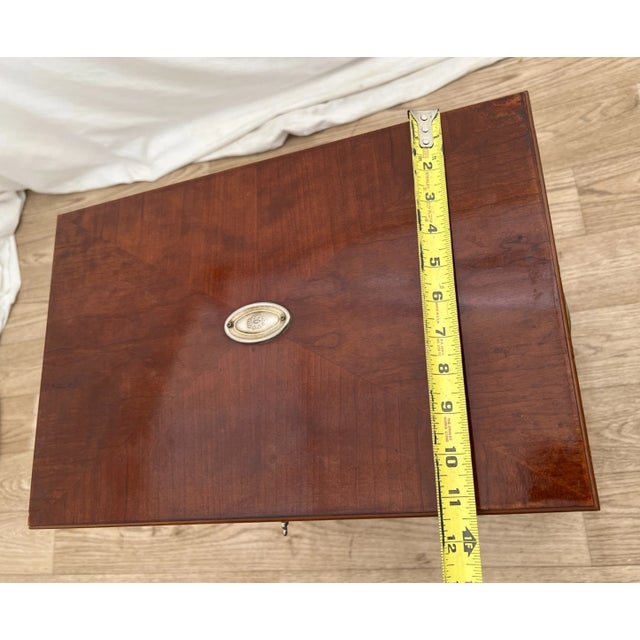 Vintage Flip Top Cabinet Small Chest Felt Lined Mahogany With Lock and Key For Sale - Image 10 of 11