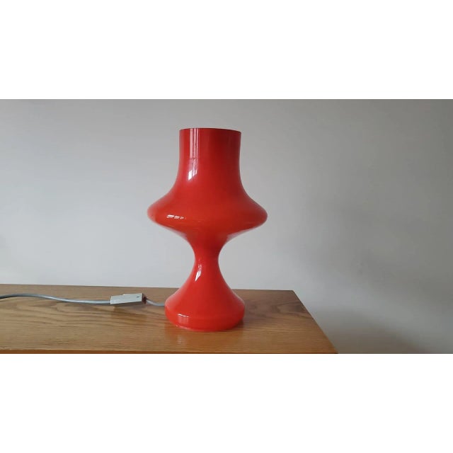 Red Mid-Century Glass Table Lamp, Tabery, 1970s For Sale - Image 8 of 13
