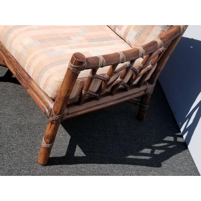 Vintage McGuire Furniture Company Rattan Sofa With Leather Rawhide Ties