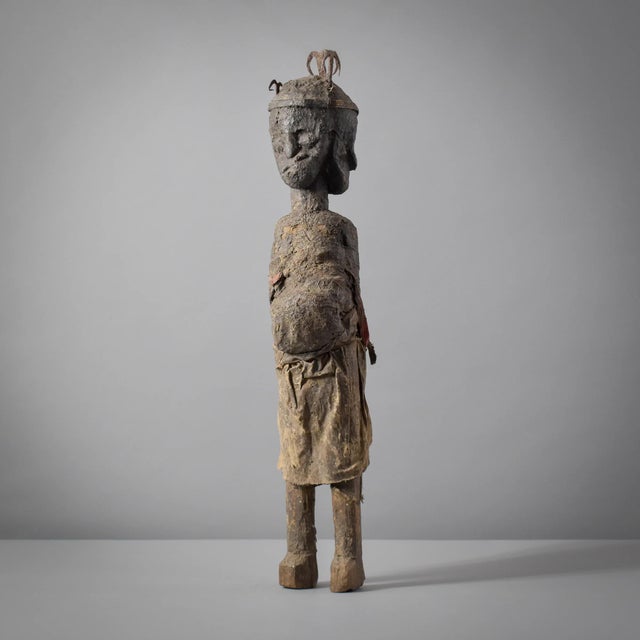 Wood Early 20th Century Fon Vodun Bocio Male Hunter With Three Faces Carving Benin For Sale - Image 7 of 15