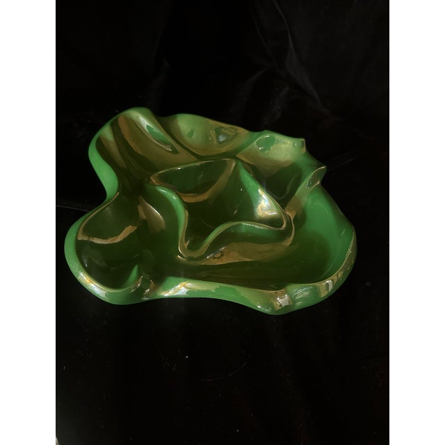 1970s Art Deco Malachite Green Ceramic Bowl For Sale - Image 9 of 9