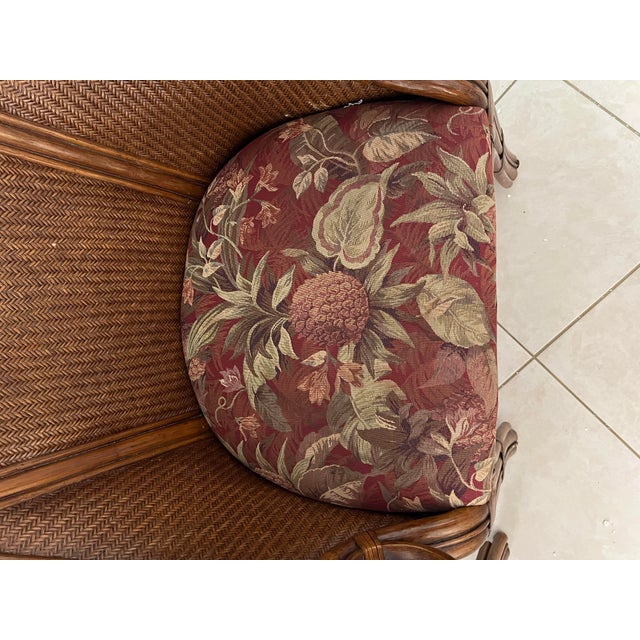 Vintage Tommy Bahama Style Bamboo Wicker Arm Chairs - A Pair For Sale In West Palm - Image 6 of 9