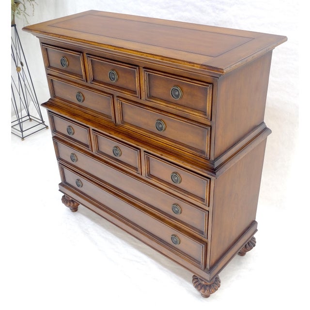 Mid 20th Century Baker 10 Drawer High Boy Chest Dresser Paper Lined Drawers MINT! For Sale - Image 5 of 18