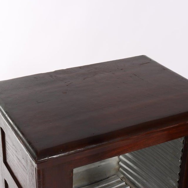 Brown Antique Oak Raised Panel Ice Box Circa 1900 For Sale - Image 8 of 11