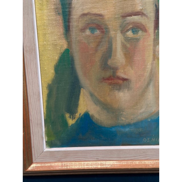 A‑S Nilsson, Portrait, 1950s, Oil Painting on Panel, Framed For Sale - Image 4 of 18