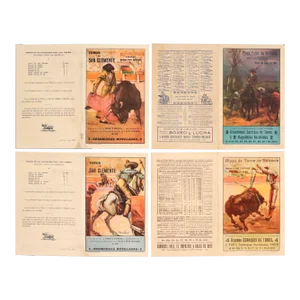 1930's Spanish Bullfighting Poster, Plaza De Toro, Valencia (Set of 4)