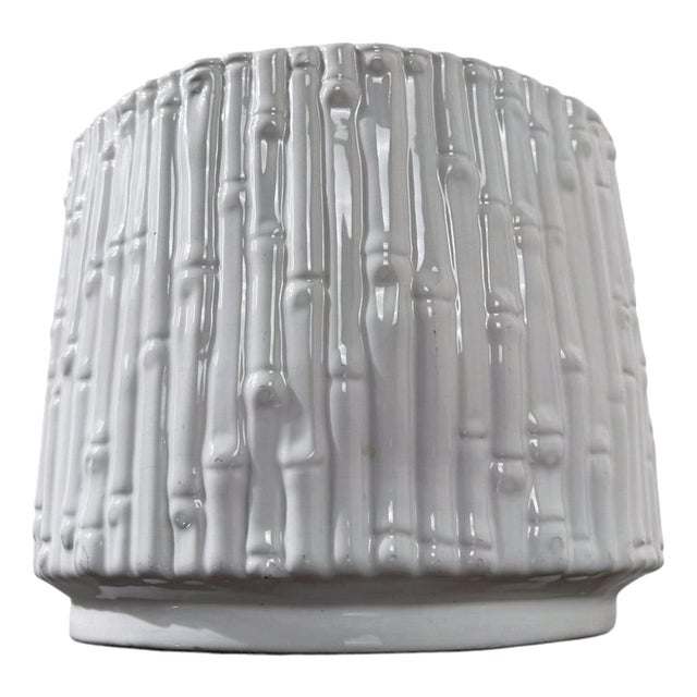 Vintage Chippendale Style Cachepot in White Glazed Ceramic, 1970s For Sale