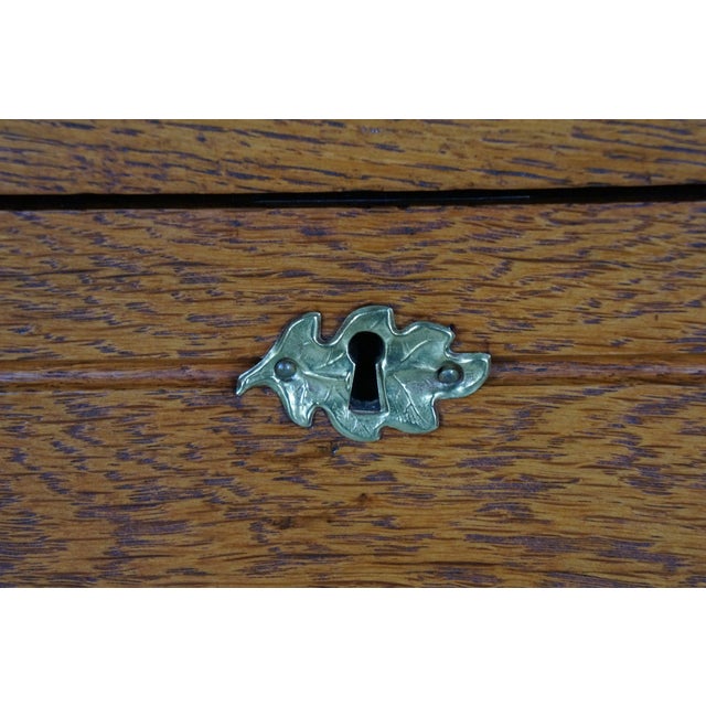 Antique Victorian Eastlake Oak Three Drawer Carved Dresser Chest Casters 43" For Sale - Image 9 of 18