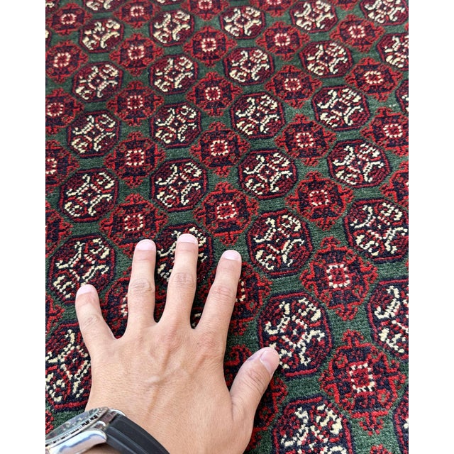 Afghan Turkmen Khamyab Hand-Knotted Wool Rug, Allover Pattern, 10'1" X 6'6" For Sale - Image 10 of 13
