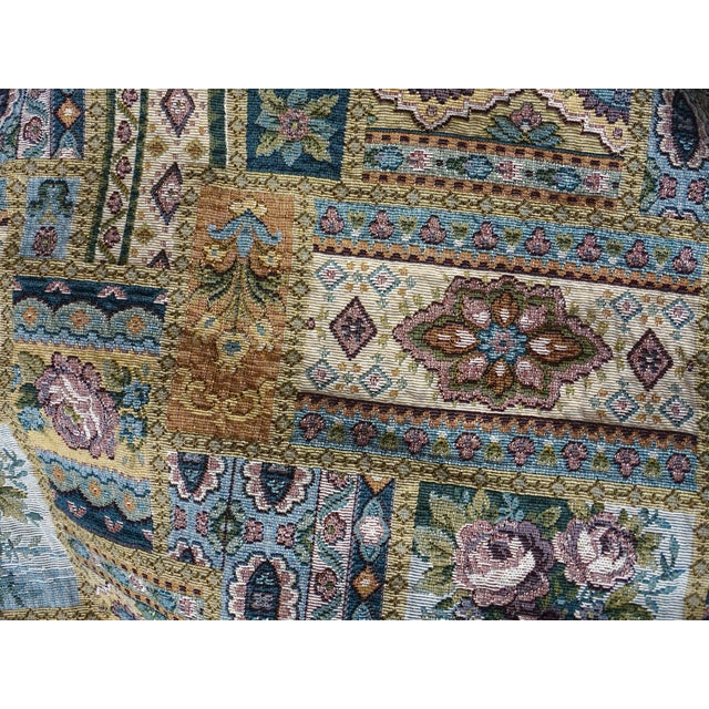 Oval 1960s Brocade Fabric Panel Floral Design For Sale