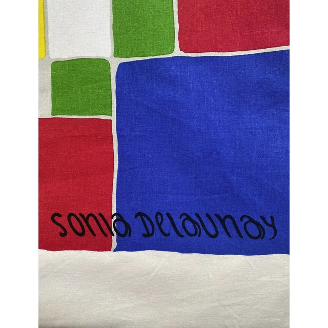 Modern Sonia Delaunay, Polychrome de Carrés, 1970s, Screen Print on Fabric For Sale - Image 3 of 5