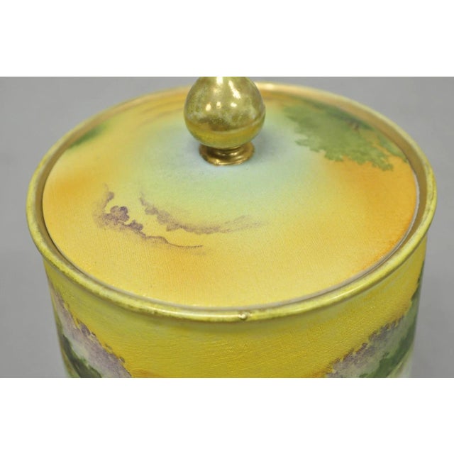 Antique Nippon Hand Painted "Tapestry" Porcelain Lake & Duck Humidor Biscuit Jar For Sale - Image 13 of 18