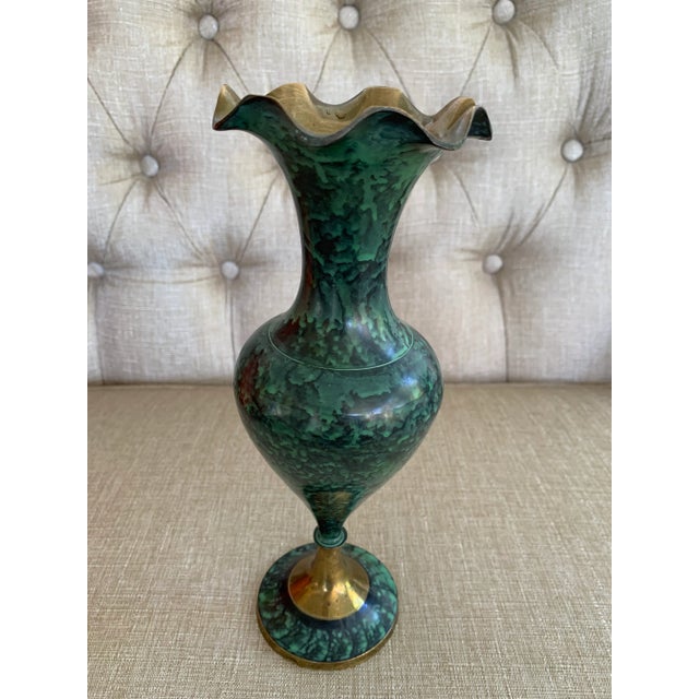 Mid-Century Modern Vintage Mid Century Brass Marble Vase For Sale - Image 3 of 11