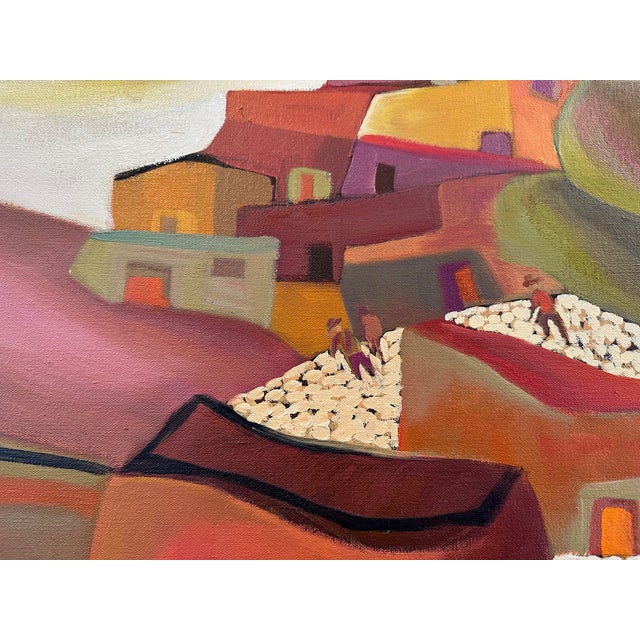 Marc Zimmerman "Cobbled Village" Oil Painting, Mediterranean Aerial View, Terracotta Rooftops, Warm Earth Palette, Contemporary Art West Coast For Sale - Image 4 of 8