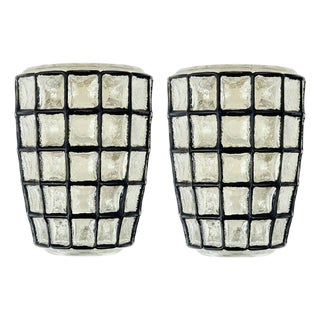 Mid-Century Modern Glass Wall Lights from Limburg, Germany, 1960s, Set of 2 For Sale