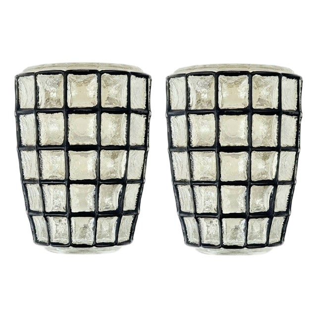 Mid-Century Modern Glass Wall Lights from Limburg, Germany, 1960s, Set of 2 For Sale