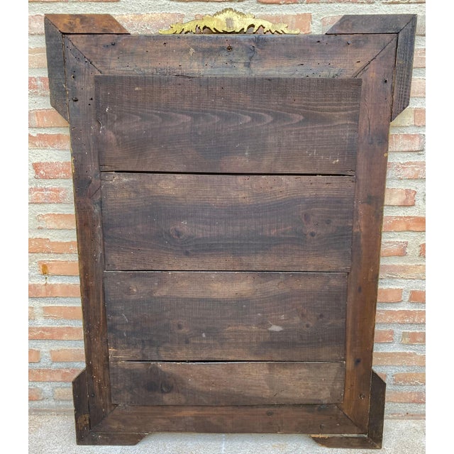 Rectangular Gold Hand Carved Wooden Mirror, 1960 For Sale - Image 14 of 18