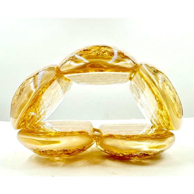 Sobral Cuff Metalique Transparent Lucite 24k Gold Porcina Bracelet Stretch For Sale - Image 12 of 12