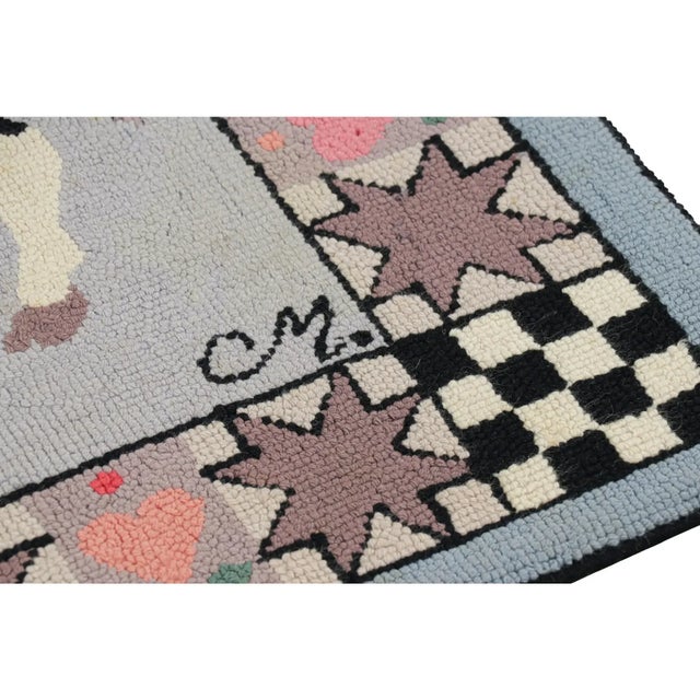 Textile Antique Hooked Square Rug With Animal Pictorials & Patterns, From Rug & Kilim For Sale - Image 7 of 8