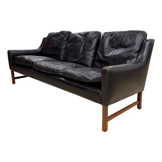 Mid 20th Century Danish Leather Sofa For Sale