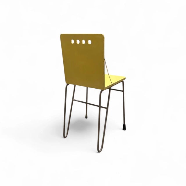 Mid-Century Modern Dutch Yellow Lacquered Plywood and Metal Dining Chair by Gerrit Jr. Rietveld, 1954 For Sale - Image 4 of 18