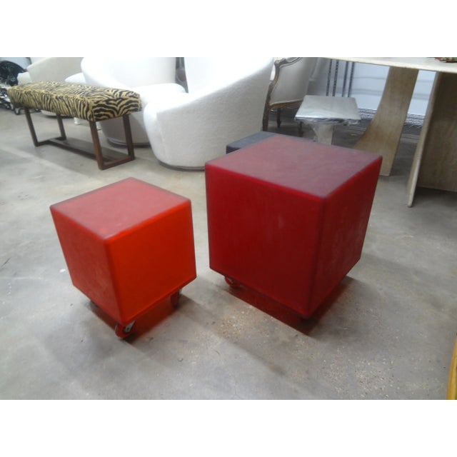 1960s Set of 3 Mid Century Modern Rubber Cube Tables or Ottomans For Sale - Image 10 of 11