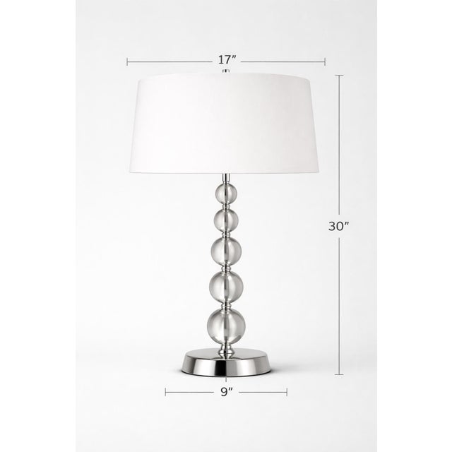 Hollywood Regency Late 20th Century Modern Glam Stacked Crystal Orb Table Lamp With Polished Chrome Base – Hollywood Regency Transitional Style For Sale - Image 3 of 9