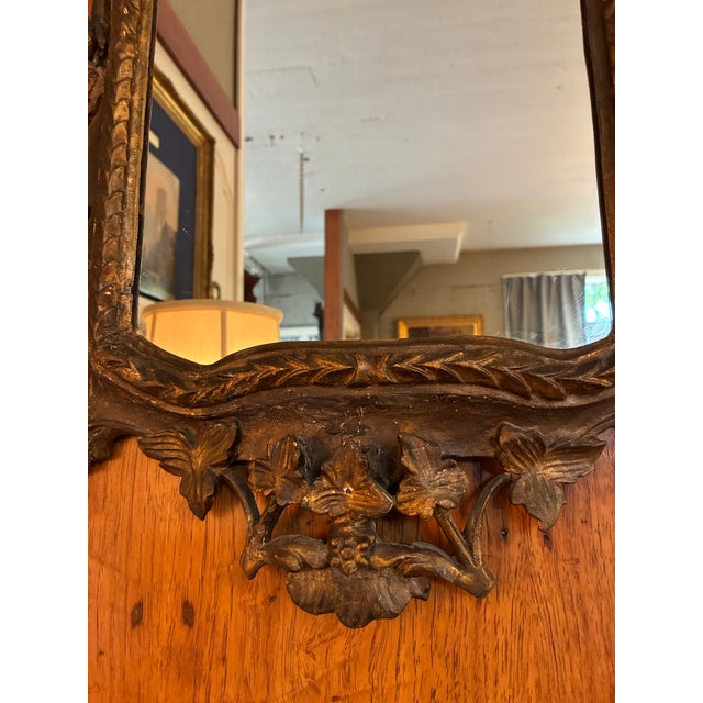 Brown Antique Italian Hand-Carved Gilt Wood Mirror in the Baroque Style For Sale - Image 8 of 12