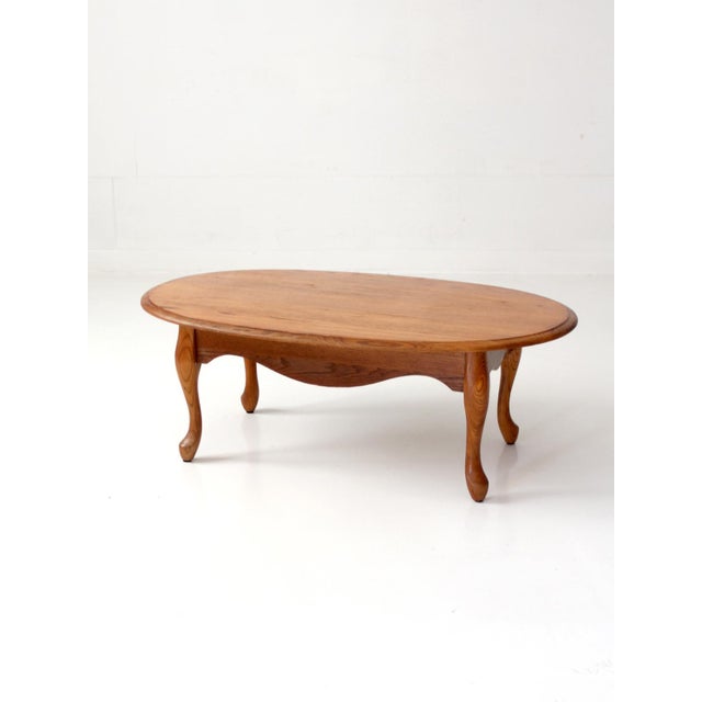 Farmhouse Vintage Oak Oval French Provincial Coffee Table For Sale - Image 3 of 17