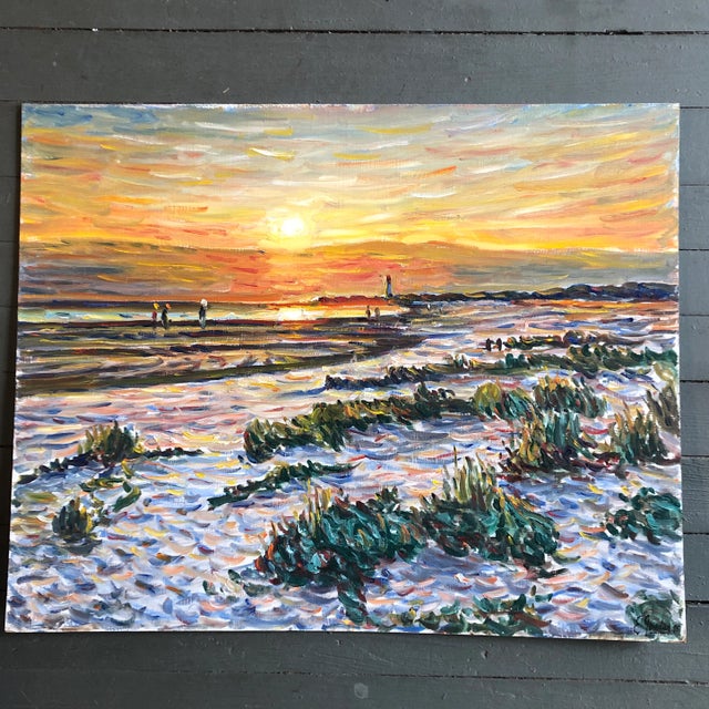 Original Contemporary Impressionist Beach Scene Painting “West Cape May Beach” For Sale In Philadelphia - Image 6 of 6