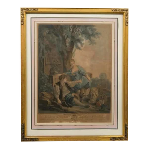 19th Century French Engraving Dedie a Monsieur Papillon After F. Boucher Gaillard