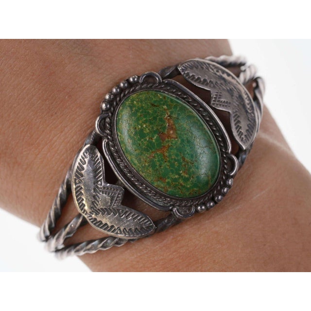 Native American Vintage Navajo Sterling/turquoise Cuff Bracelet For Sale - Image 3 of 10