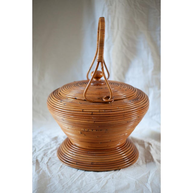 1970s Decorative Rattan Basket from Vivai del Sud, Italy, 1960s For Sale - Image 5 of 12