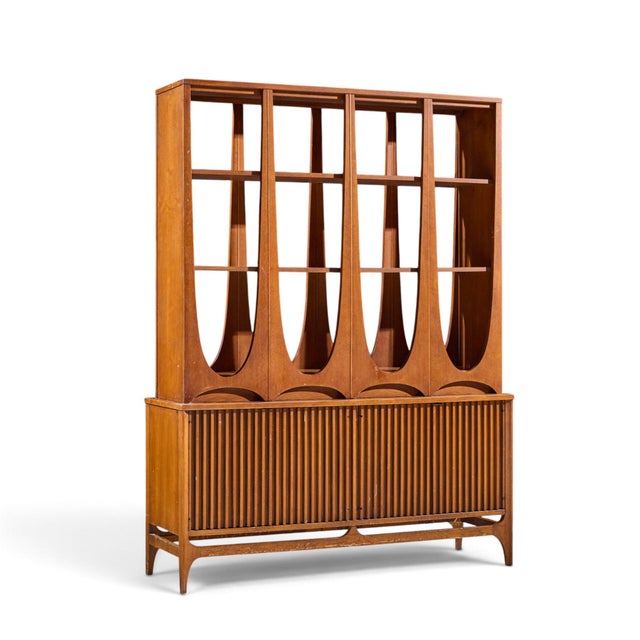 Broyhill Brasilia Mid Century Walnut Room Divider The lower of the room divider measures: 54 wide x 17 deep x 26.5 inches...
