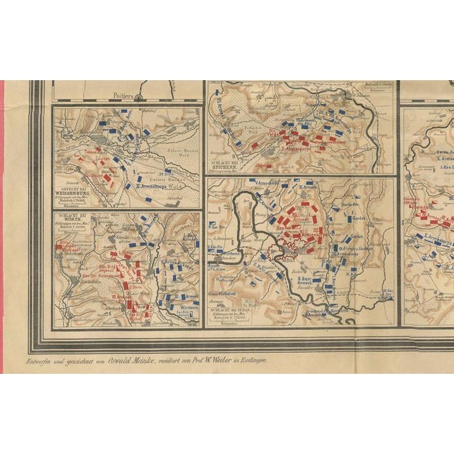 Paper Franco-Prussian War Campaign Map of France and Germany, 1871 For Sale - Image 7 of 14